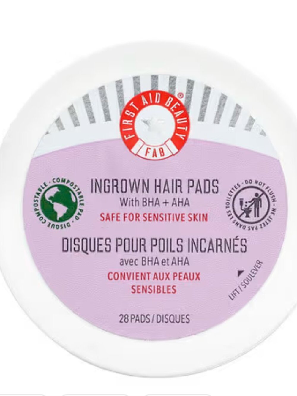 First Aid Beauty, Ingrown Hair Pads With BHA + AHA, 28 Pads